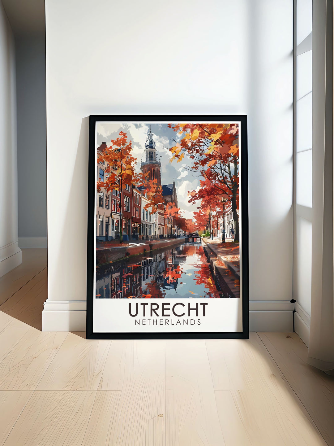 A beautifully designed poster of Utrechts Oudegracht Canal, capturing its historic significance and modern vibrancy. This art print is an ideal gift for travelers and art lovers, showcasing one of the Netherlands most iconic locations.