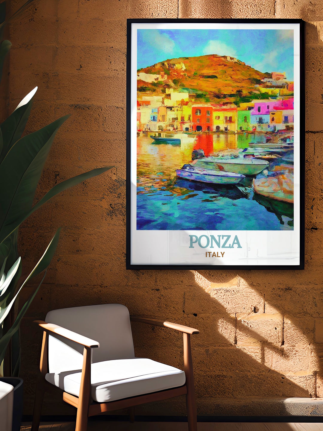 The historic Ponza Harbor in Italy is celebrated for its stunning views and rich culture. This artwork captures the harbors unique blend of old world charm and modern vibrancy, offering a beautiful addition to any room. Bring the timeless appeal of Ponza into your home with this captivating print.