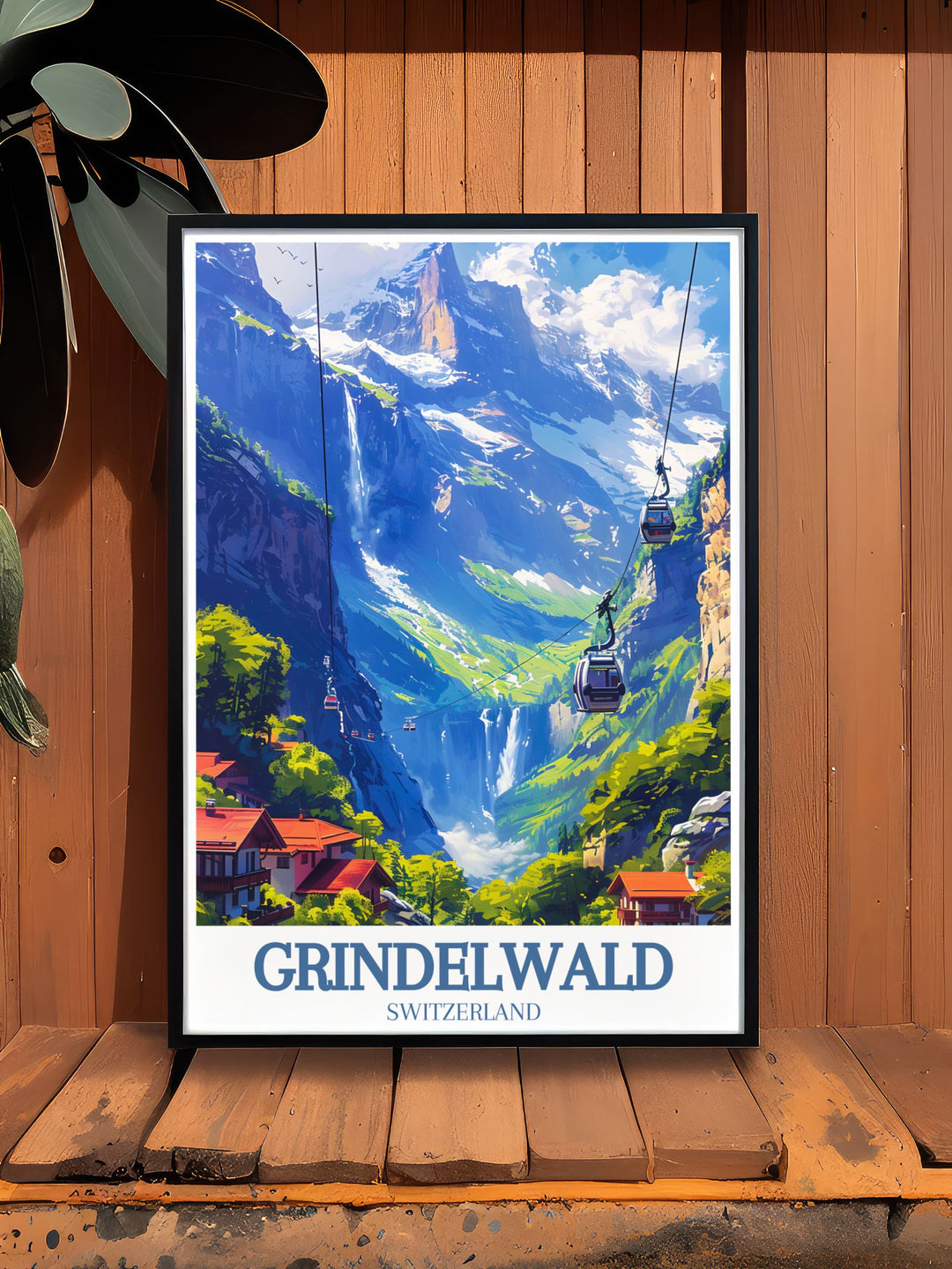 An exquisite home decor piece featuring Eiger mountain Grindelwald First with a stunning Swiss Alps view. This wall art is perfect for those who love Alpine skiing and the charm of Grindelwald.
