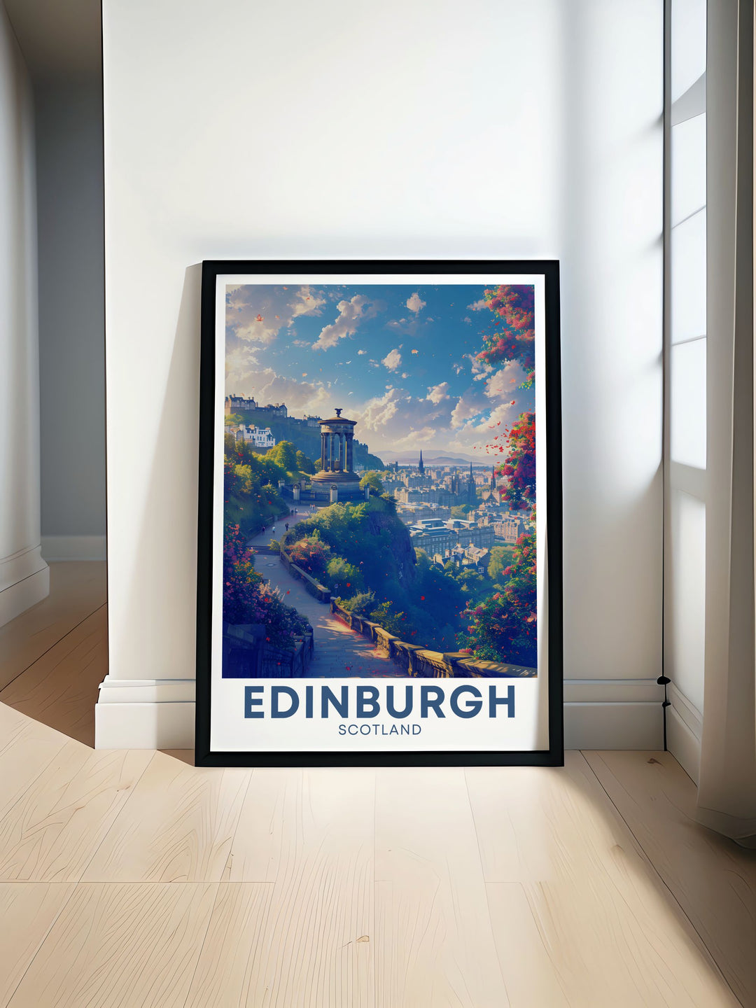 Gallery wall art illustrating the lively and historic Royal Mile in Edinburgh, ideal for adding a touch of Scottish charm to any room.