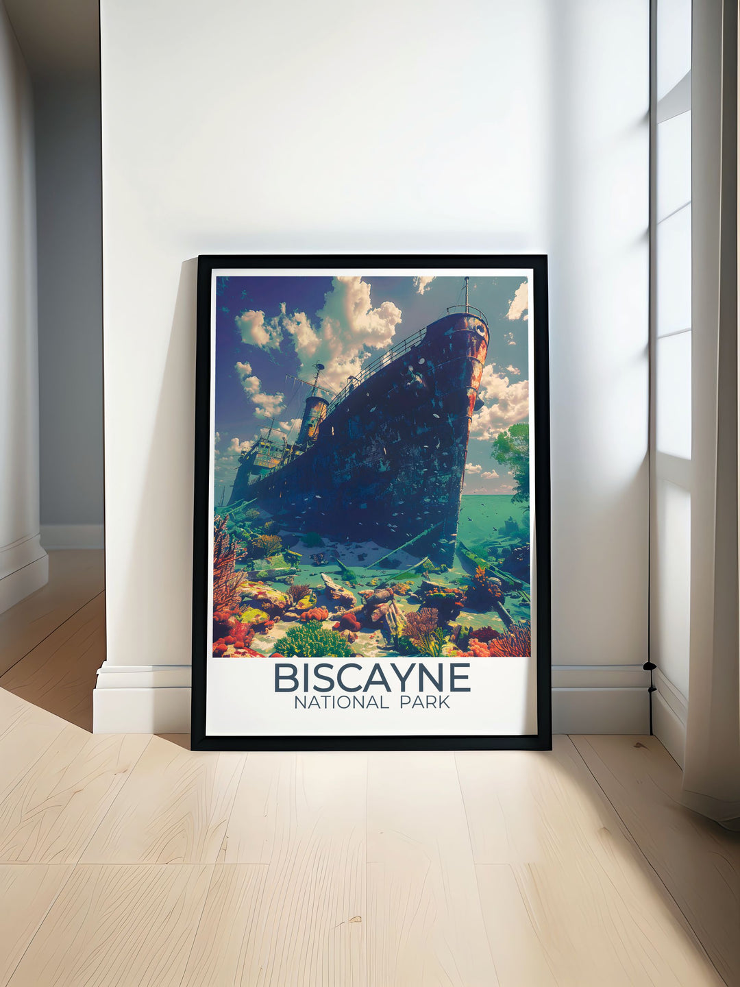 Stunning Biscayne National Park print highlighting the lush landscapes of The Maritime Heritage Trail and the colorful coral reefs, ideal for nature enthusiasts and history buffs.
