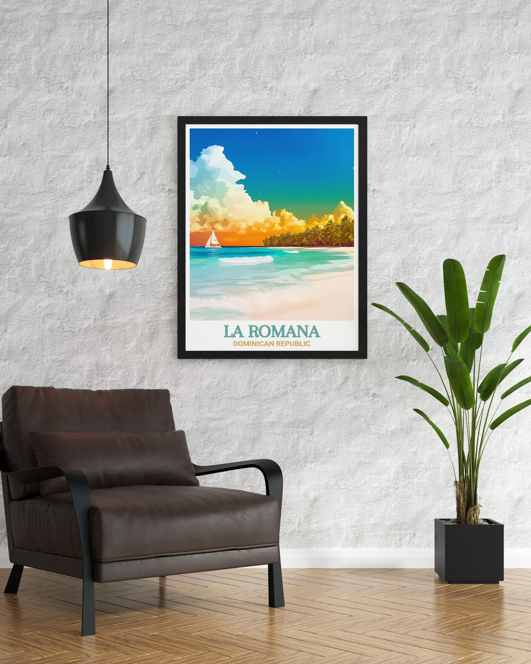 The essence of La Romana is captured in this art print, featuring the calm and inviting waters of Bayahibe Beach. The detailed colors and textures bring the Caribbeans peaceful ambiance into any space.