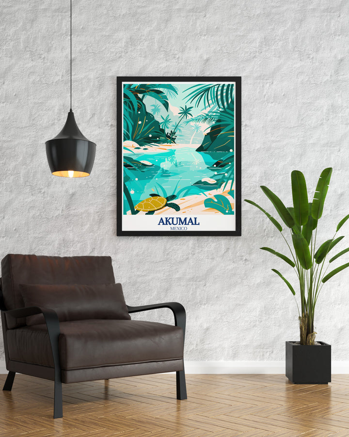 Akumal Photo of Akumal Bay Sea Turtle site perfect for transforming your home into a tropical paradise with modern prints