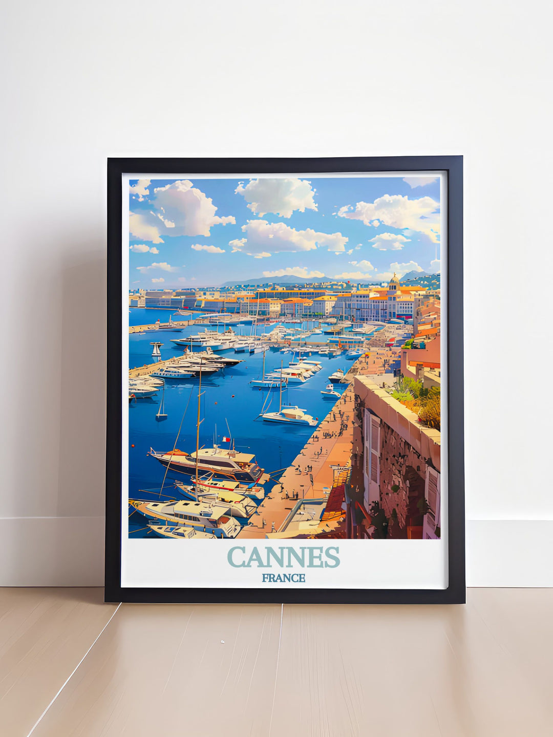 Exquisite Le Vieux Port travel poster showcasing the scenic beauty of Cannes ideal for adding sophistication to your home this France art print is perfect for those who love French culture and aesthetics a timeless piece for any art or travel collection