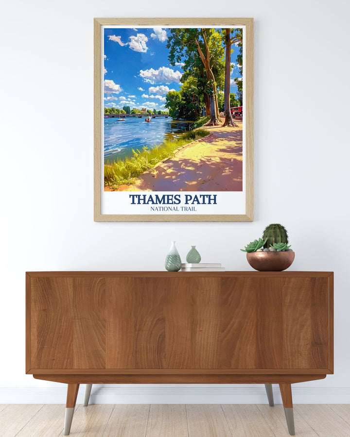 Captivating River Thames travel poster highlighting the scenic Thames Path in Richmond London a wonderful piece of art that inspires travel and adventure making it ideal for any living space