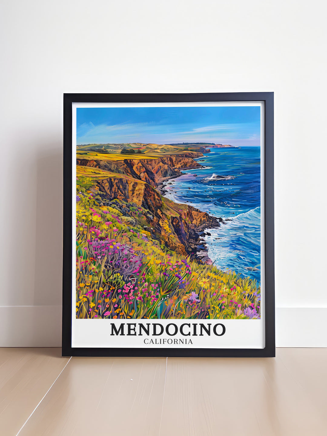 Pacific Ocean travel wall decor pieces capturing the enchanting scenery of the Mendocino Coast. Perfect for those who love California travel, these wall decorations add a touch of natures beauty to any room. Enjoy the vivid colors and delicate details of the Pacific Ocean through our high quality travel wall art.