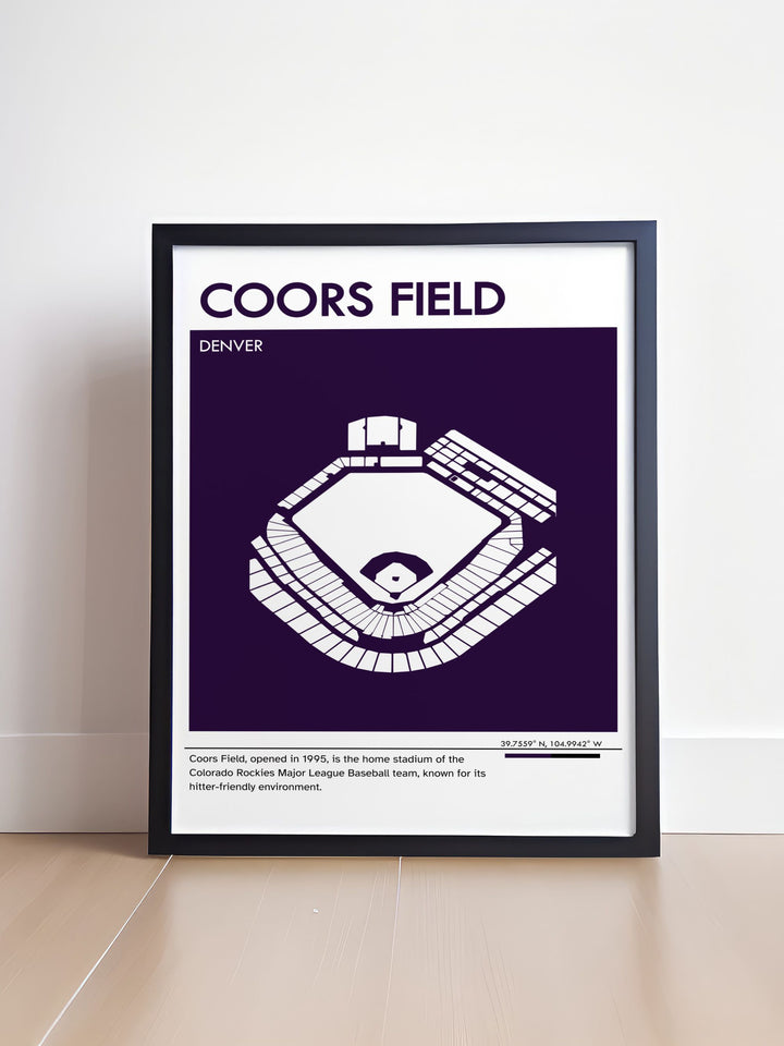 Framed COORS FIELD print depicting the Rockies stadium on a bright game day perfect for baseball lovers who want to showcase their team spirit and add a unique piece of sports art to their home or workspace
