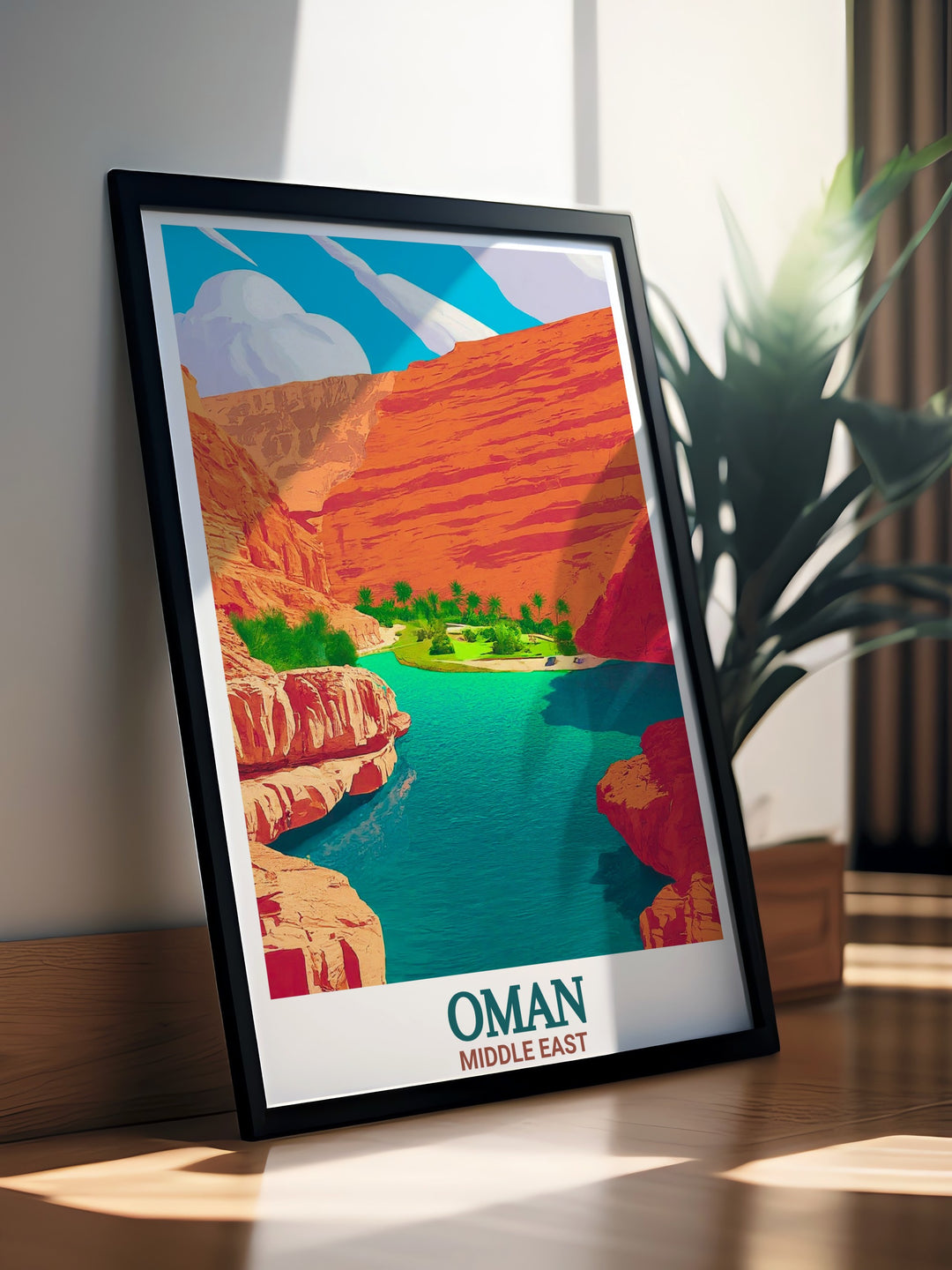 Bring the breathtaking views of Omans Wadi Shab into your home with this travel poster. Featuring detailed artwork of Omans natural beauty, this wall art is a must have for lovers of travel and Middle Eastern landscapes.