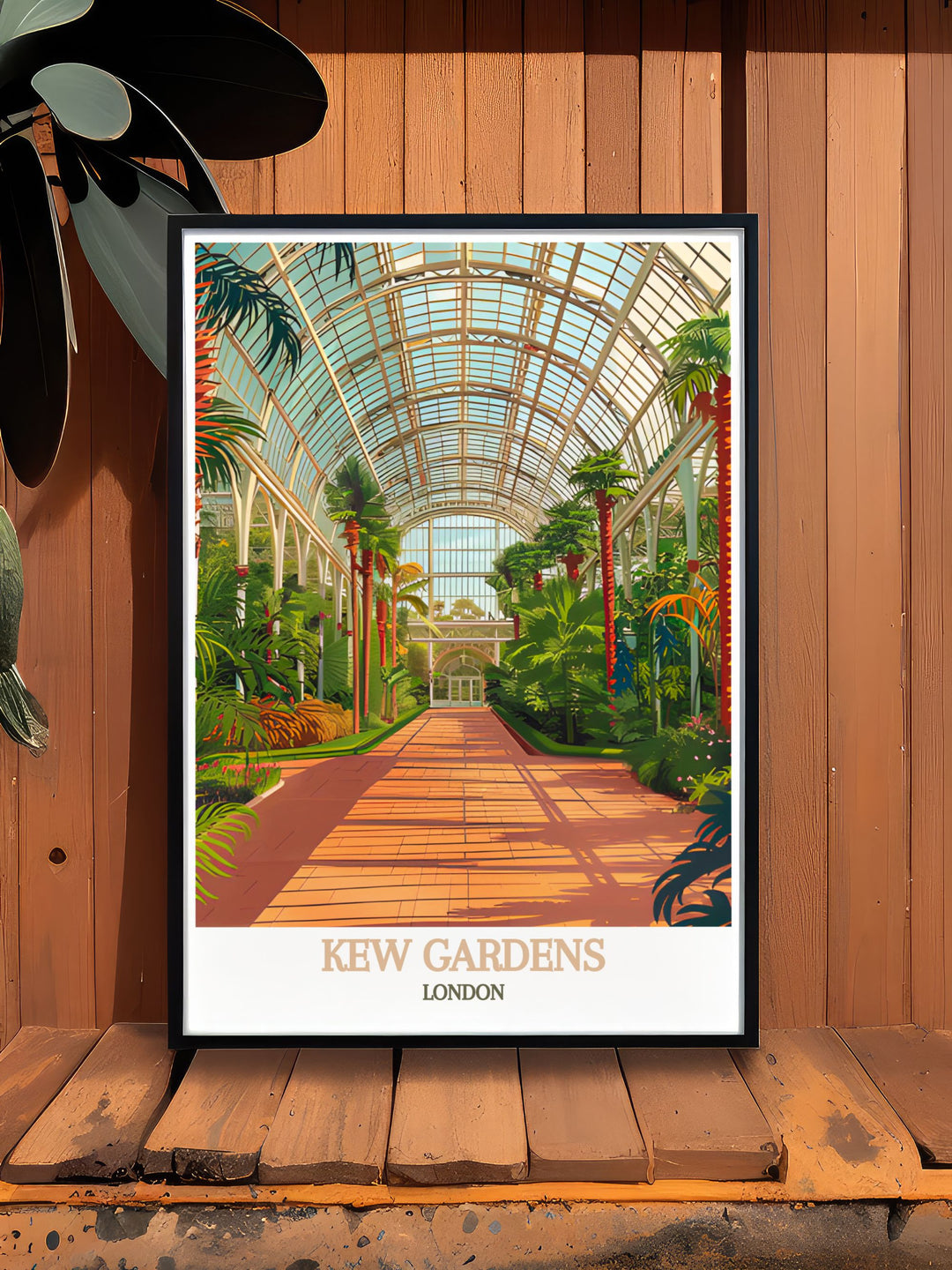 The dynamic energy of Kew Gardens, known for its stunning plant collections and beautiful gardens, is highlighted in this travel poster. Ideal for urban enthusiasts and nature lovers, this piece captures the lively spirit of Kew Gardens.