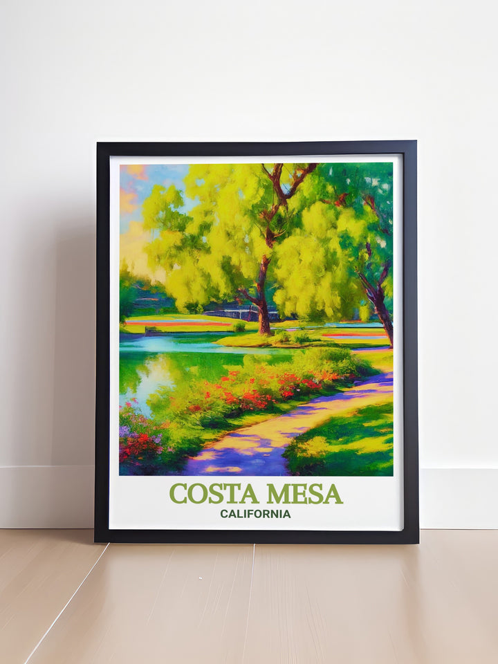 Costa Mesas iconic TeWinkle Park and city skyline are brought to life in this stunning canvas print. Ideal for those who love Californias urban parks, this travel poster is a vibrant and thoughtful addition to any home or office.