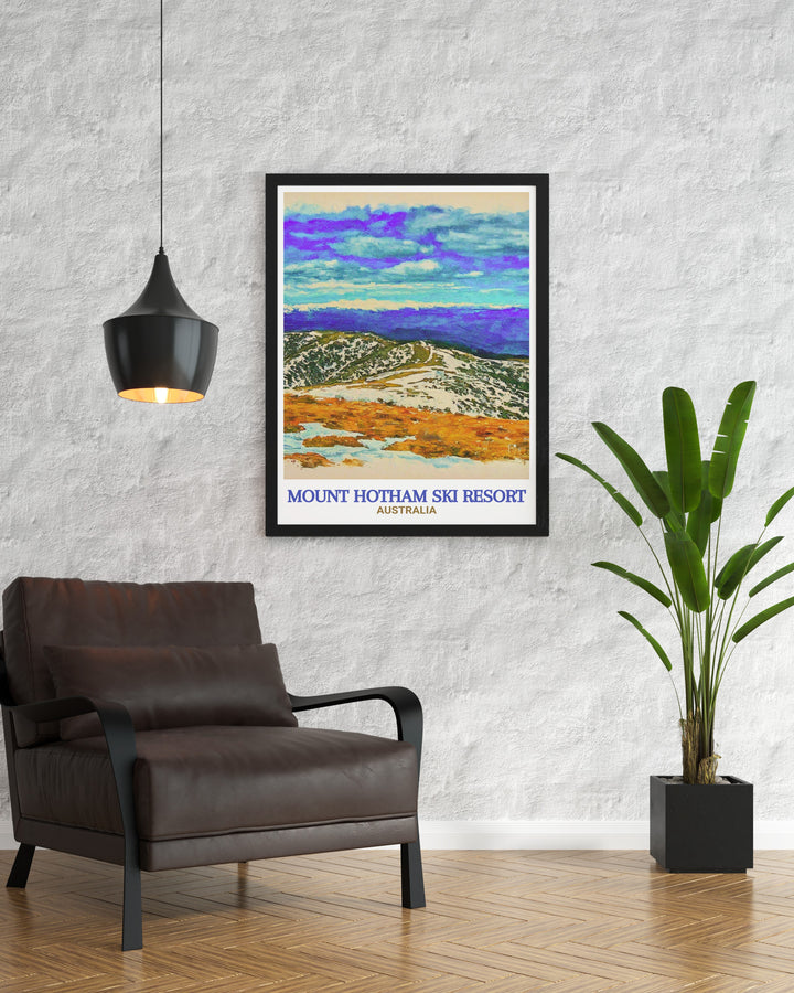 Celebrate your love for skiing and the natural beauty of the Victorian Alps with this Mount Hotham wall art. Featuring the serene alpine village and the striking Mount Hotham Summit, this piece makes a thoughtful gift for winter sports enthusiasts or anyone who appreciates Australias rugged landscapes.