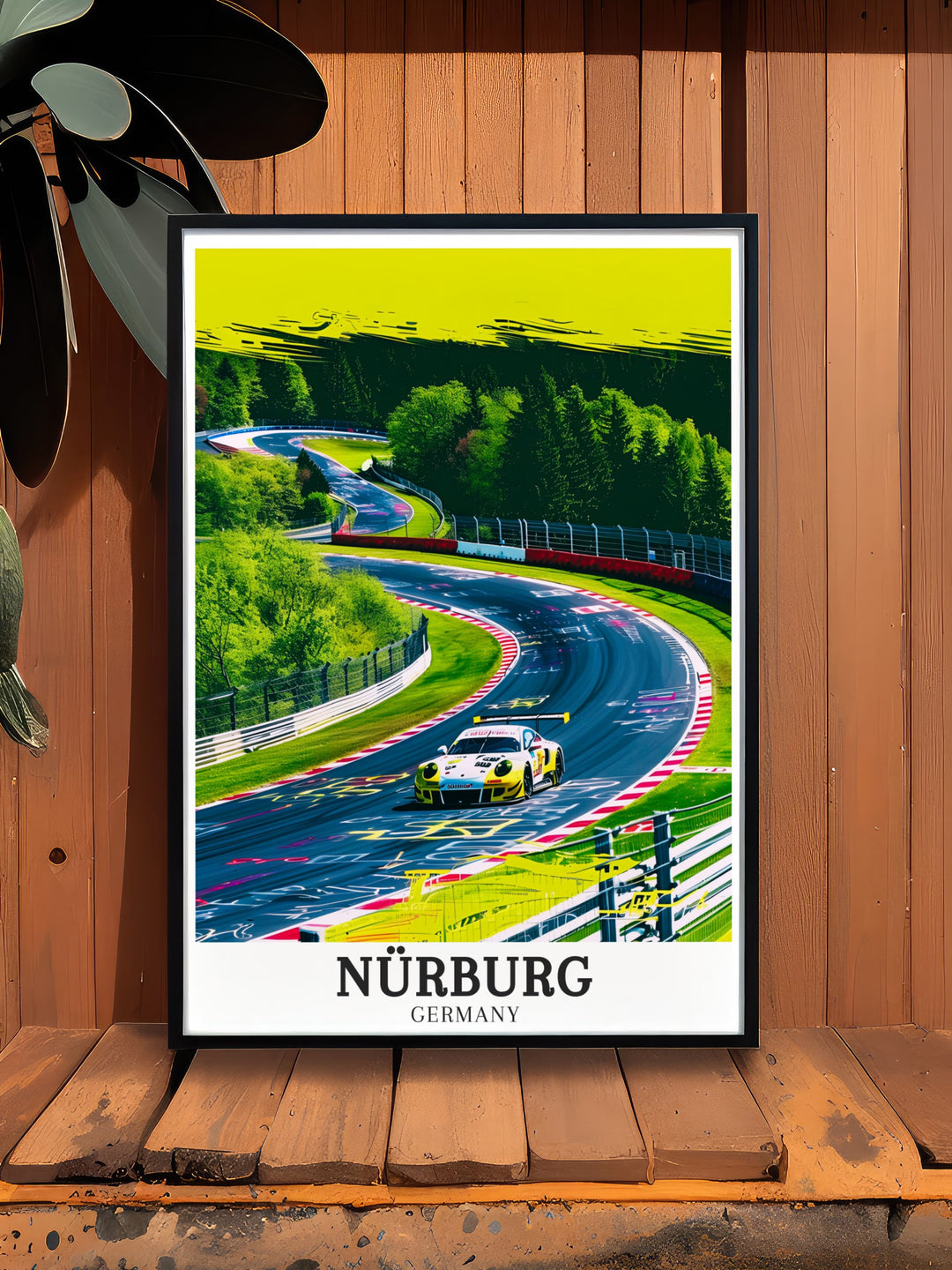 The Nürburg travel poster highlights the charm of this medieval town, paired with the excitement of the Nürburgring race track. The artwork features a stunning mix of historic architecture and Germanys natural landscapes.