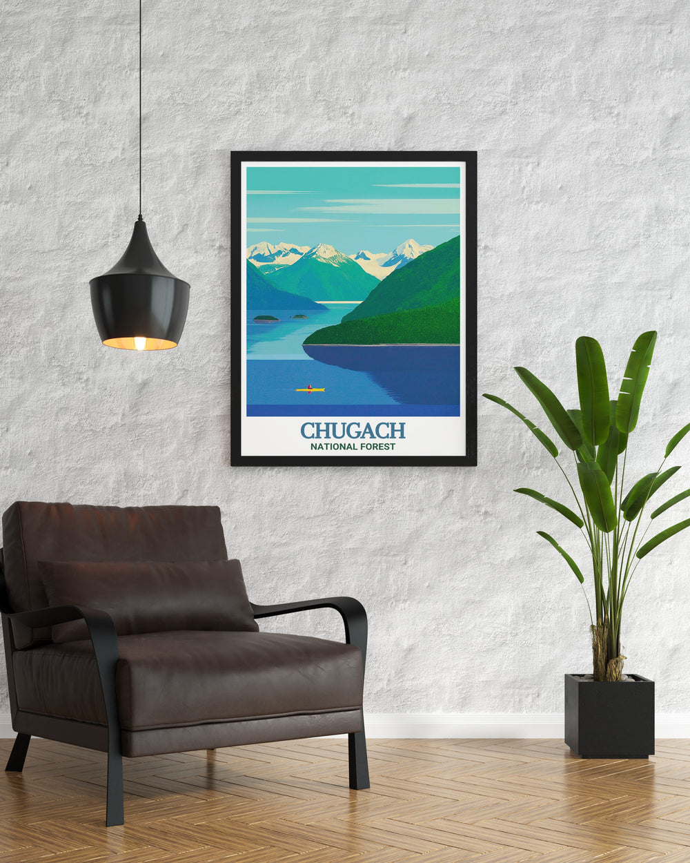 Modern Alaska wall art depicting the tranquil Prince William Sound perfect for enhancing any living space with elegant home decor and travel art inspired by Alaskas natural wonders