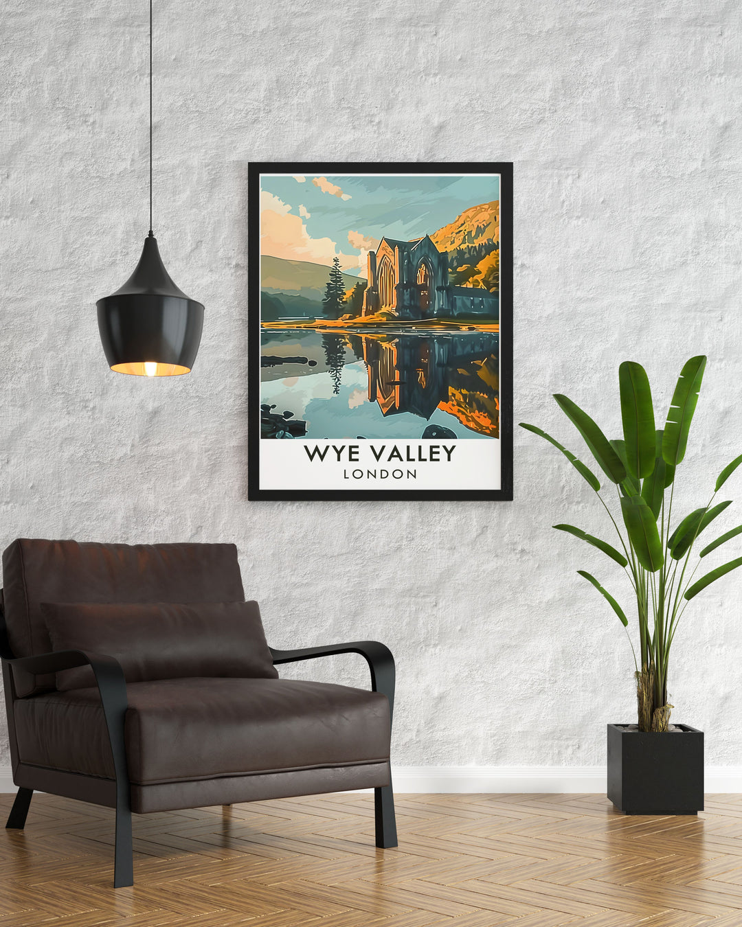 Wye Valley Poster showcasing the majestic ruins of Tintern Abbey surrounded by lush greenery a perfect gift for travelers and history enthusiasts