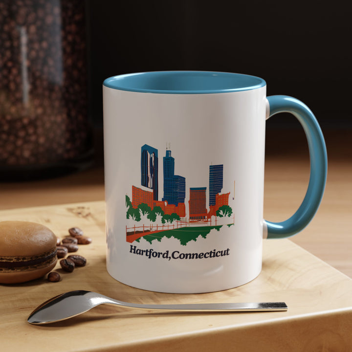 A beautifully designed Hartford Connecticut mug celebrating the city’s charm and history. Perfect for coffee or tea lovers, it features intricate artwork inspired by Hartford’s landmarks. Durable and dishwasher-safe, it is a thoughtful gift or keepsake for travelers and collectors.