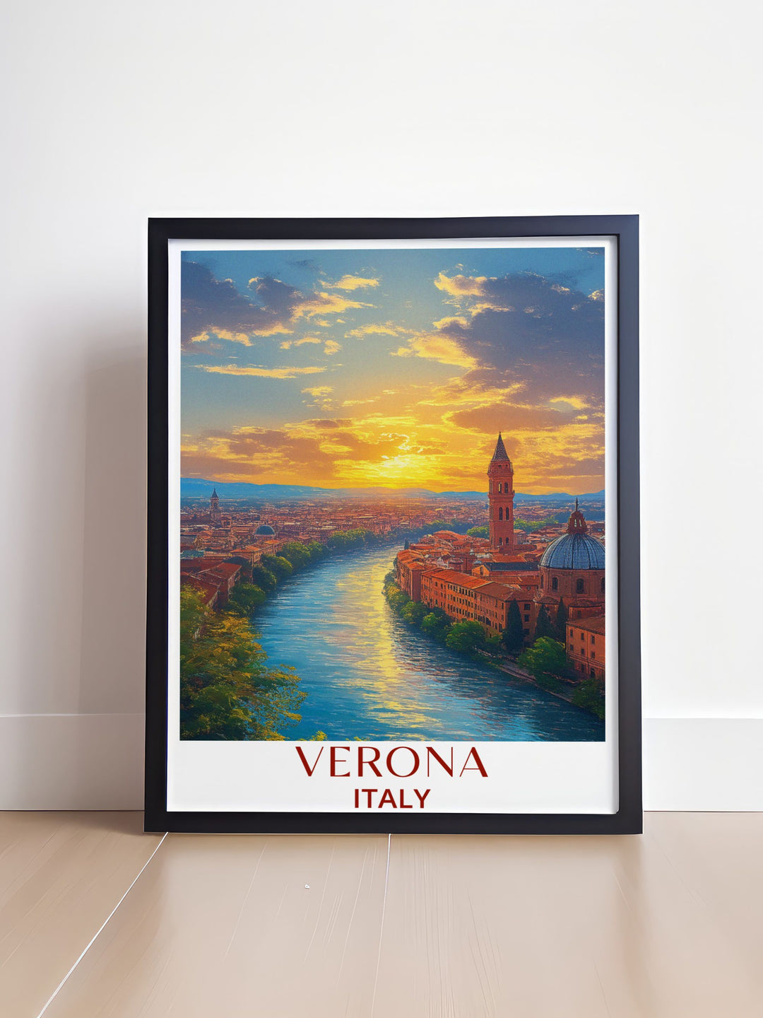 Exquisite Verona wall art showcasing Castel San Pietro a perfect blend of historical beauty and modern design making it an excellent Italy travel gift for lovers of Italian culture and art or a stunning piece for your own home