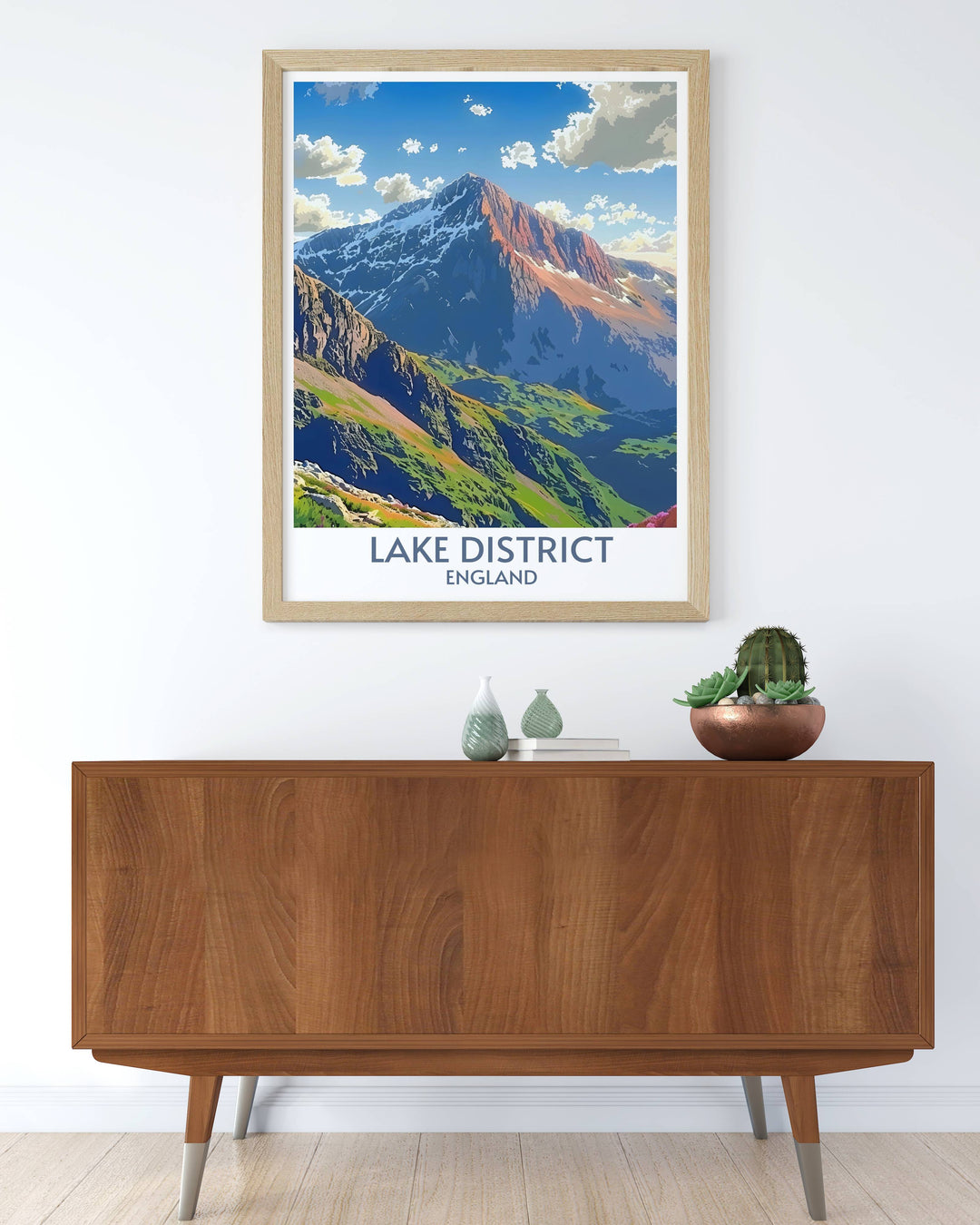 Elegant Scafell Peak print perfect for Lake District lovers. This high quality art piece brings the wild and untamed beauty of the Lake District into your home, making it an ideal gift for those who appreciate nature and adventure.