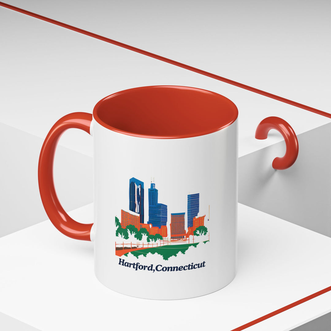 The Hartford Connecticut mug celebrates the city’s beauty with detailed artwork. Dishwasher-safe and crafted from durable ceramic, it is ideal for daily use or as a thoughtful gift for fans of Hartford.