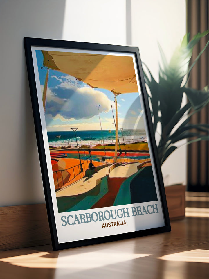 Enhance your living space with Scarborough Amphitheatre artwork that captures the beauty of the Australian coastline offering a striking addition to your Australia Wall Decor and a memorable Scarborough gift for loved ones