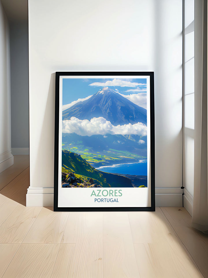 Christmas gift idea,Azores decor print of Mount Pico and Pico Island, a tasteful addition to any home or office.
