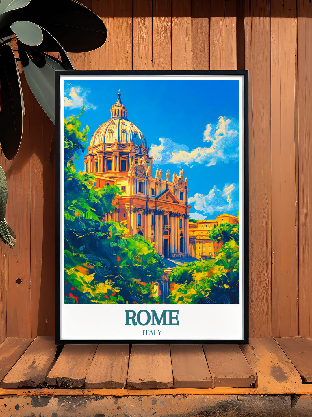 Beautiful Rome wall art capturing the grandeur of St Basilica Vatican City in intricate detail perfect for adding a touch of sophistication to your living room bedroom or office ideal for special occasions like anniversaries and birthdays.