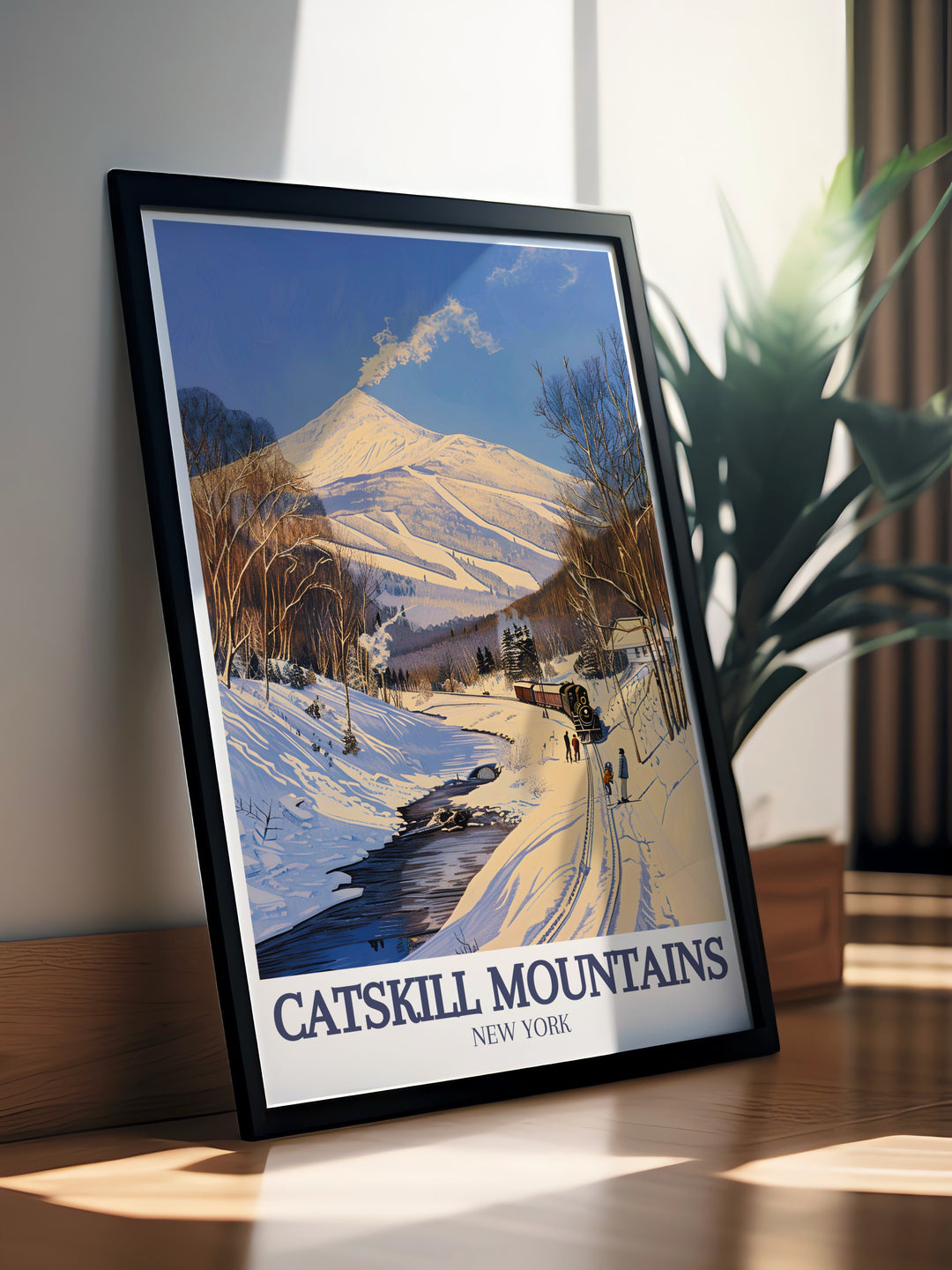 Hunter Mountain and Catskill Mountain Railroad modern prints offer a timeless addition to your home decor. The Catskill Mountains travel poster makes for the perfect gift for New York lovers or those who appreciate scenic wall art.