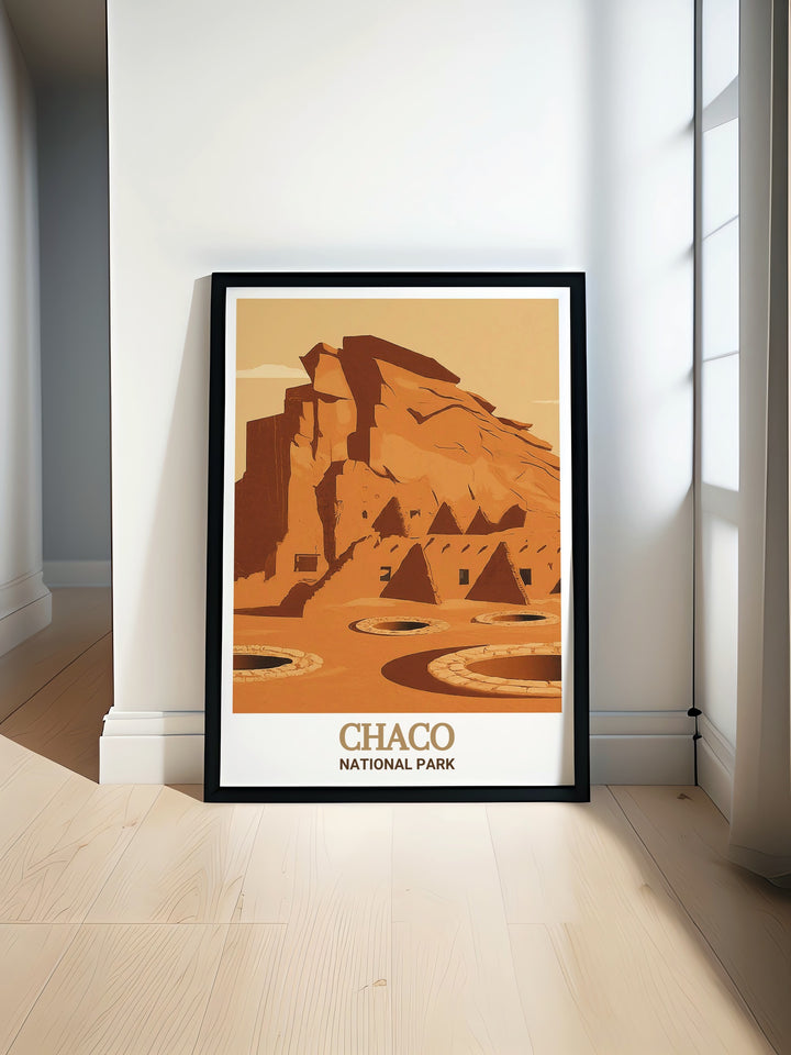 Poster print featuring Chaco National Parks Chetro Ketl, an ancient ruin in Argentina, capturing the essence of Argentinas historical and natural beauty. Perfect for anyone looking to bring a touch of Argentine culture into their home.