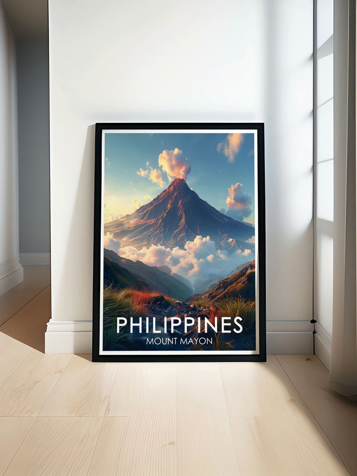 Philippines Print featuring the breathtaking Mt Mayon showcasing the natural wonder in vibrant colors perfect for elegant home decor and stunning wall art ideal for gifts on Christmas birthdays anniversaries and more