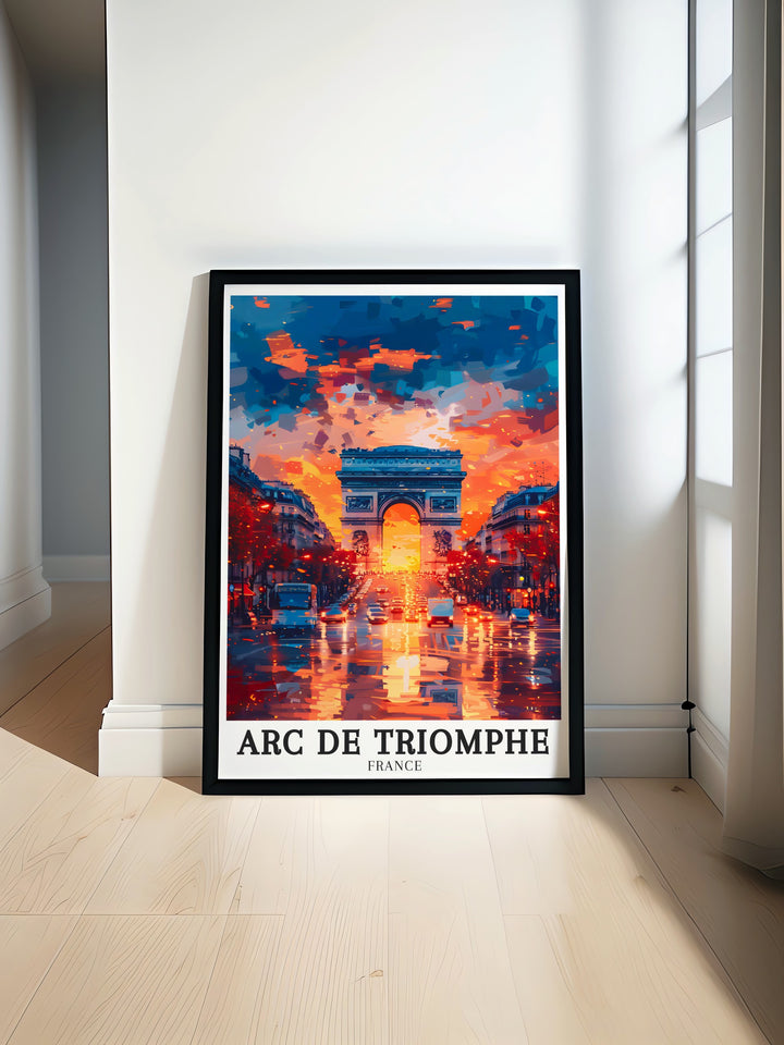 Paris Artwork featuring the Arc de Triomphe and Champs Élysees Place de l Etoile brings the elegance of Paris into your home offering a stunning view of one of the most iconic landmarks in the city making it an ideal addition to any living room decor or gift for Paris lovers