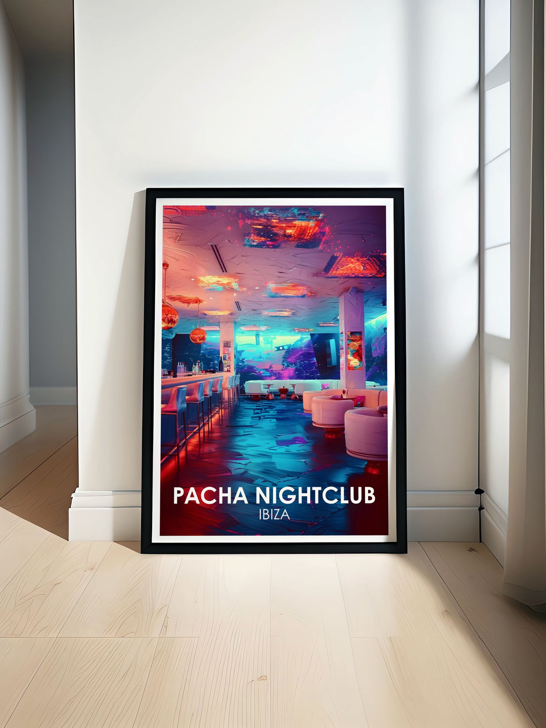 Vip Experience modern prints showcasing the luxury of Ibiza nightclubs such as Pacha and Eden ideal for adding a touch of elegance and excitement to any living space or home decor