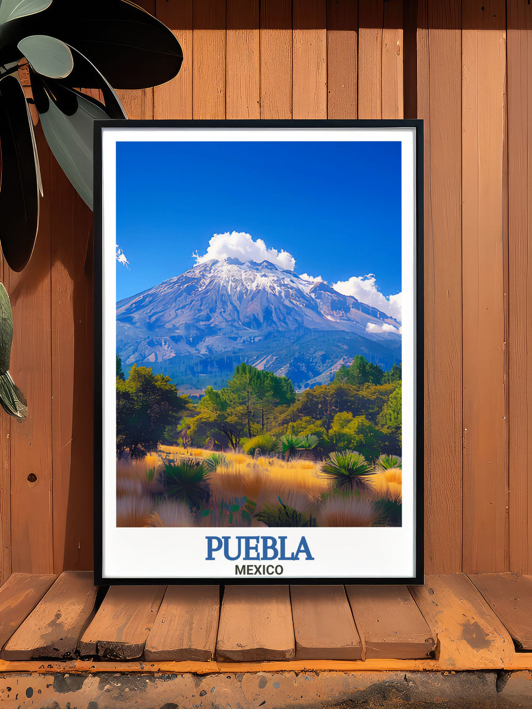 Artistic Puebla Painting capturing the charm and vibrancy of this Mexican city La Malinche Elegant Home Decor pieces designed to add sophistication and natural beauty to any room perfect for personalized gifts and travel poster prints