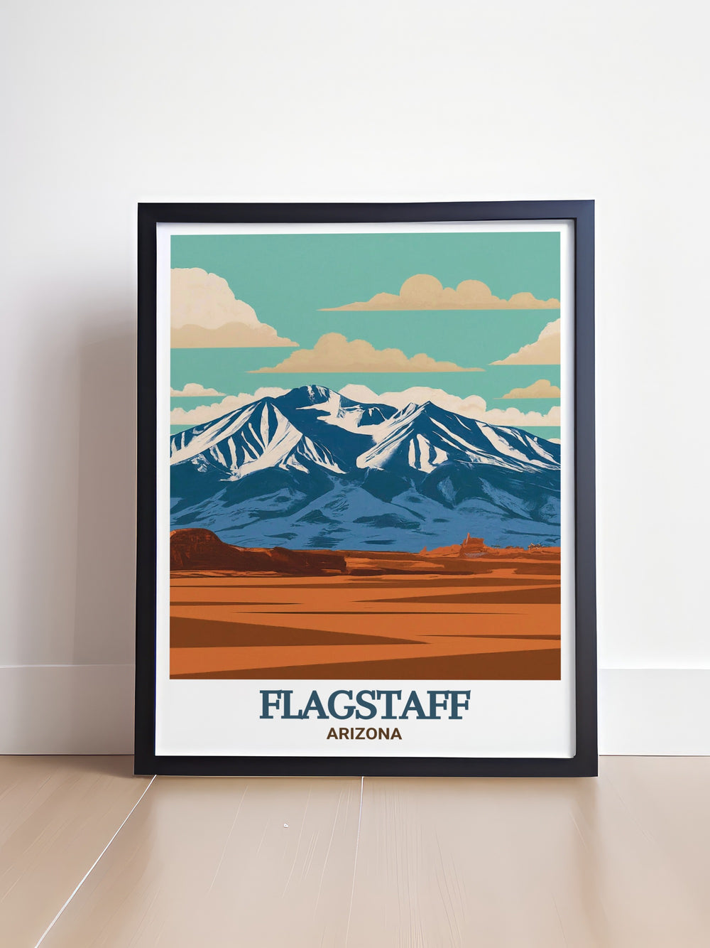 Stunning Flagstaff poster with San Francisco Peaks makes for a perfect addition to your home decor. Bright colors and fine line details showcase the charm of the city and its breathtaking surroundings ideal for creating a striking focal point in any room.