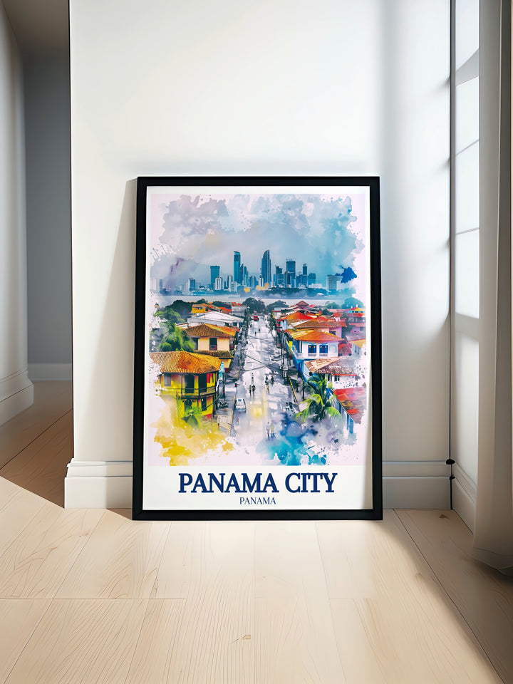 Discover the beauty of Panama City Beach with Casco Viejo Panama City skyline travel prints perfect for beach house decor and coastal art lovers