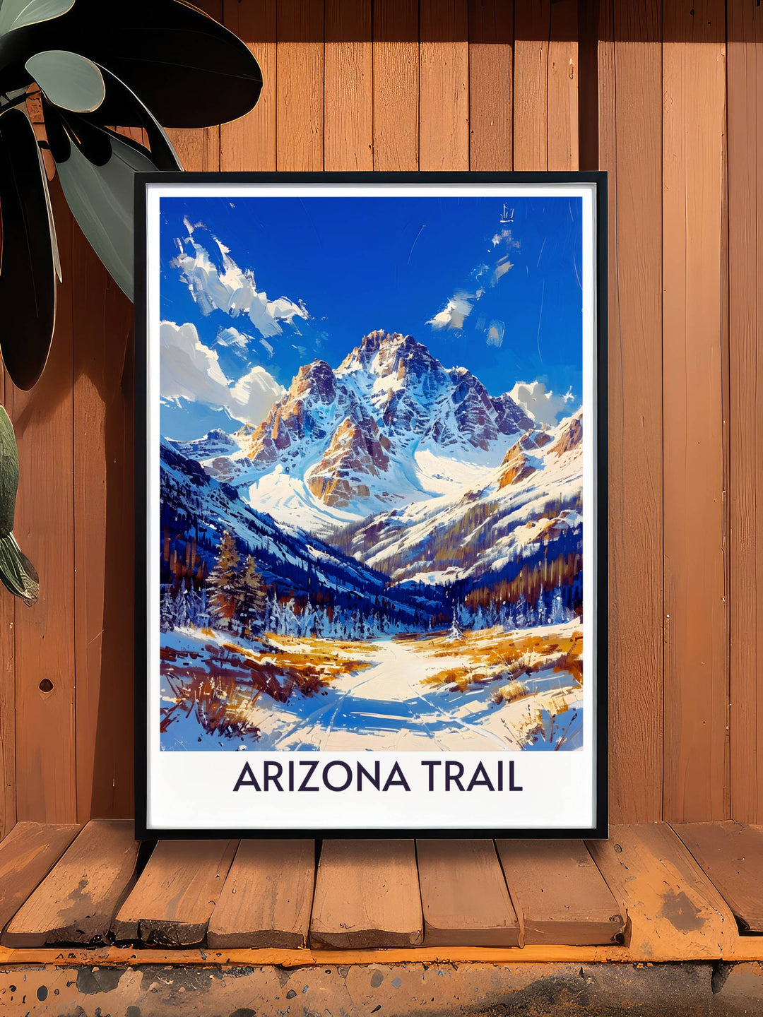 Arizona Trail Map and San Francisco Peaks Park print designed for hiking enthusiasts celebrating the spirit of exploration and the breathtaking landscapes of Americas national parks perfect for home or office decor.