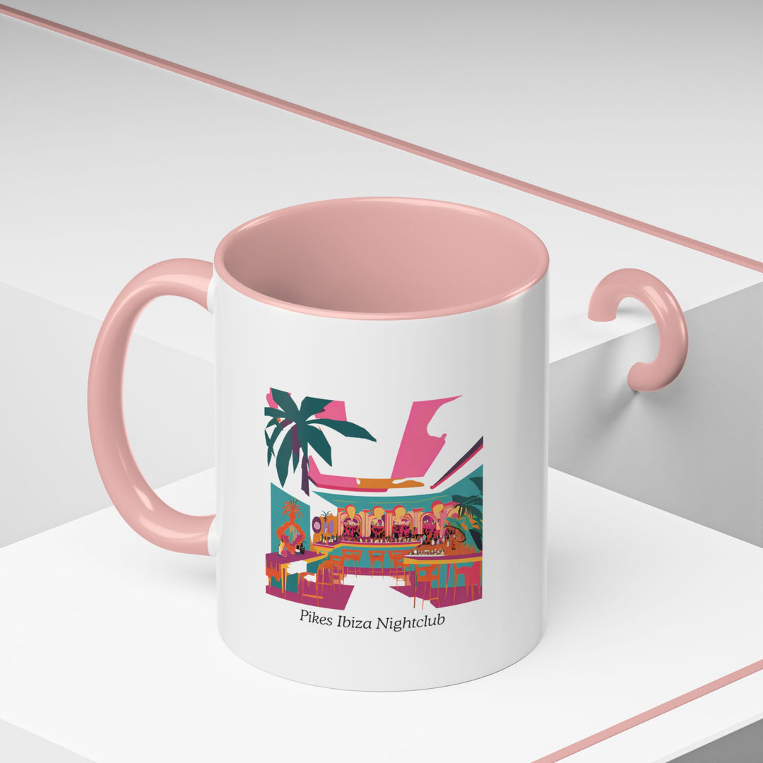 A uniquely designed Pikes Ibiza Night Club Mug with intricate artwork inspired by Ibiza’s nightlife. This dishwasher-safe ceramic mug is perfect for coffee or tea lovers and makes a great gift for fans of Pikes.