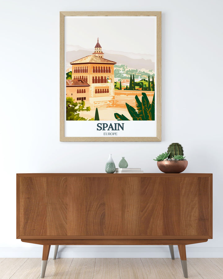 Spain wall art showcasing the rich history and vibrant landscapes of A Coruna and Alhambra Generalife perfect for birthday gifts and home decoration