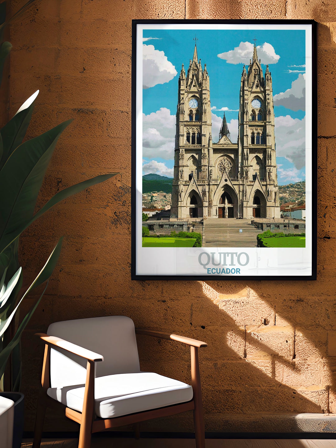 Quito Poster Print featuring the Basílica del Voto Nacional, a testament to the architectural brilliance of Ecuadors capital city. This travel print brings the grandeur of Quitos landmarks to life, ideal for art lovers and travelers alike.