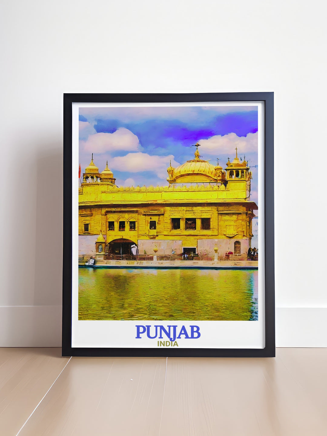 Bring a piece of Punjabs rich heritage into your home with this elegant Golden Temple travel print. Perfect for travelers or art collectors, this wall decor offers a serene and culturally significant view of Indias beloved landmark.