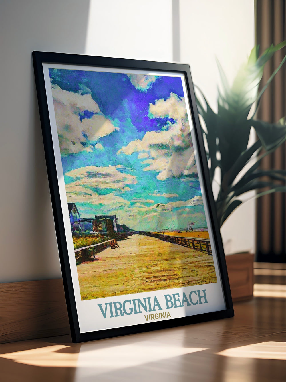 Stunning Virginia Beach decor showcasing Virginia Beach Boardwalk in a detailed city print with vibrant colors making it an excellent addition to any living room bedroom or office perfect for anniversary gifts birthday gifts and Christmas gifts