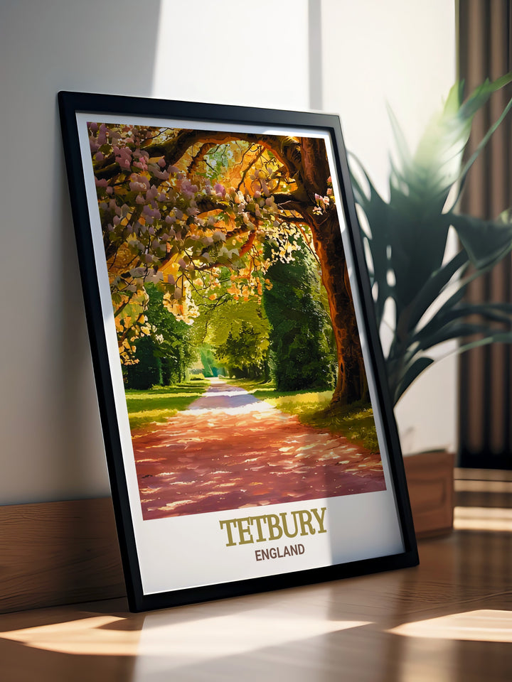 This canvas print showcases Tetburys Georgian architecture with the lush, colorful landscapes of Westonbirt Arboretum. Perfect for those who appreciate English history and nature.