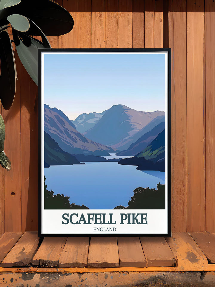 Wastwater lake and Scafell Pike print featuring the majestic mountain and calm waters of the Lake District perfect for nature lovers and adventurers looking to add a piece of Englands natural beauty to their home.