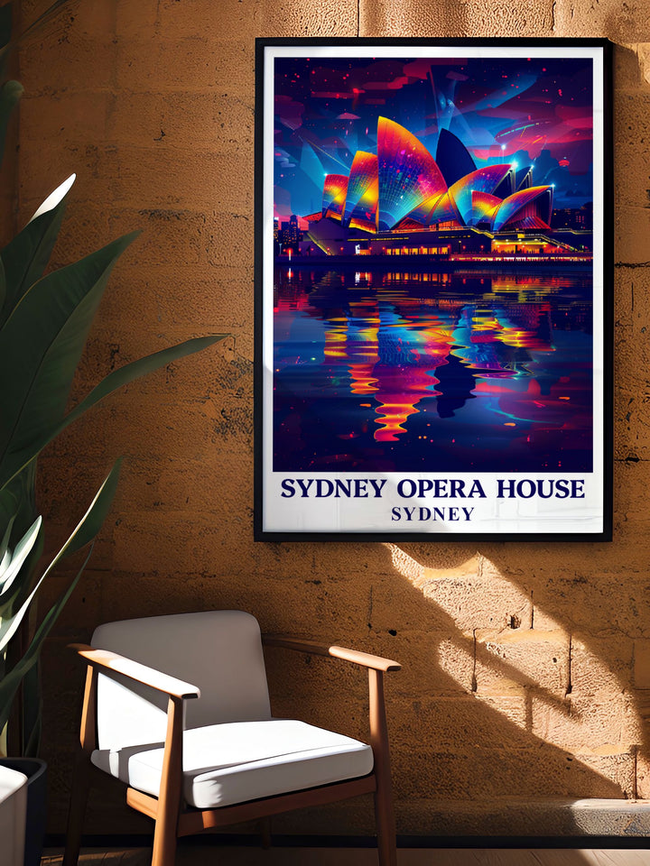 Beautifully illustrated Bondi Beach print with Sydney Opera House bringing the sun soaked sands and iconic architecture of Sydney into your living space ideal for art lovers and travelers