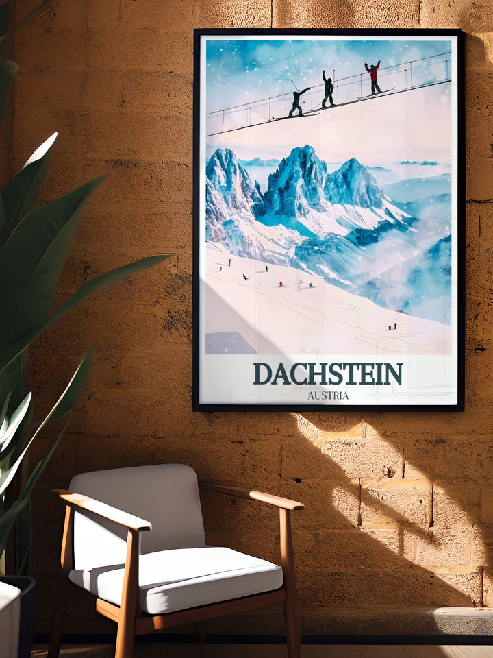 Stunning Dachstein Glacier, Skywalk prints bringing the timeless beauty of Dachstein Mountain into homes a must have for travel enthusiasts and art collectors.