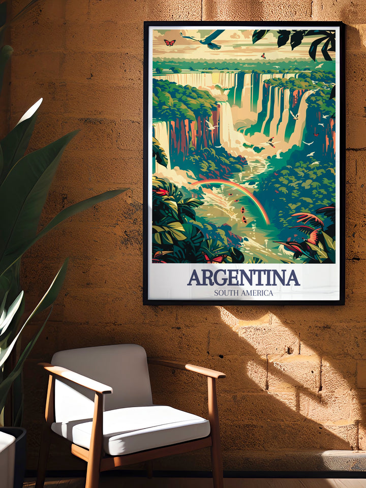 Argentina decor featuring a captivating Iguazu Falls, Iguazu River poster. This artwork captures the serene and powerful beauty of the falls, making it a great addition to any home or office decor.