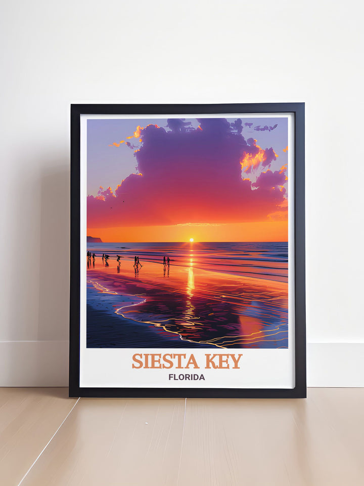 Sophisticated city print of Siesta Key featuring a detailed street map in black and white perfect for Crescent Beach modern decor and stunning living rooms.