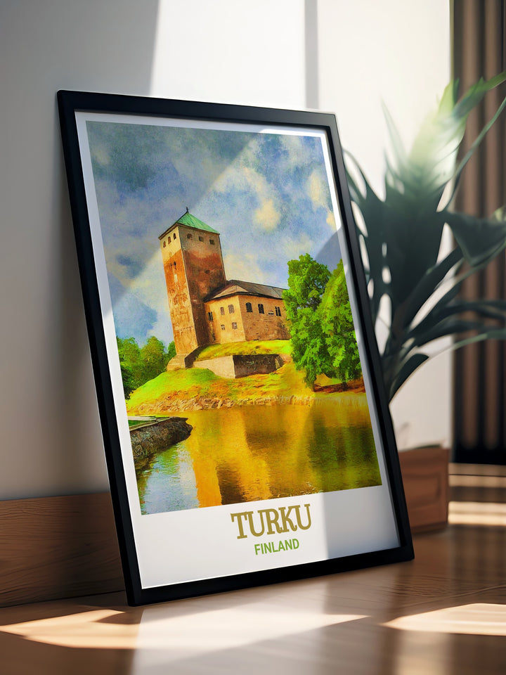 Enhance your home with this custom print of Turku Castle, depicting the majestic fortress that has stood the test of time. This artwork is ideal for those who appreciate Nordic culture and history, bringing a piece of Finland into your living space.