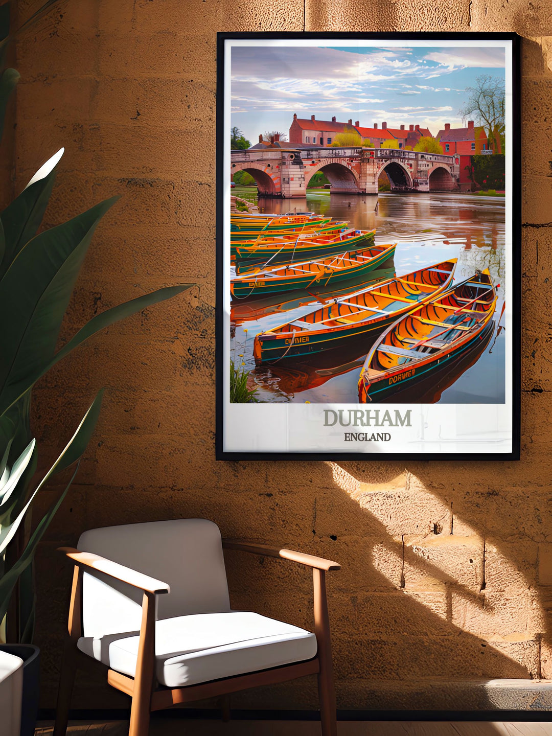 Durhams rich history and scenic river views are celebrated in this poster, featuring the iconic River Wear and inviting you to explore its enchanting paths.