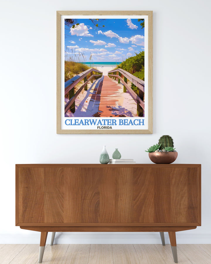 Stunning Sand Key Park wall art featuring beautiful beach views and Florida greenery. This elegant Florida travel print adds a touch of relaxation and natural beauty to your home decor, making it an ideal gift for beach lovers.