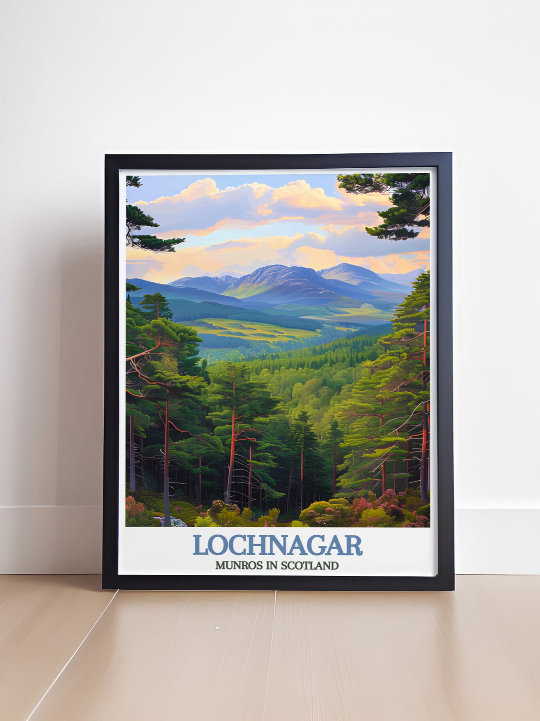 Ballochbuie Forest Wall Art capturing the stunning beauty of the Scottish Highlands with detailed vintage prints of Lochnagar Munro and Beinn Chìochan Munro ideal for adding a touch of wilderness to any living space