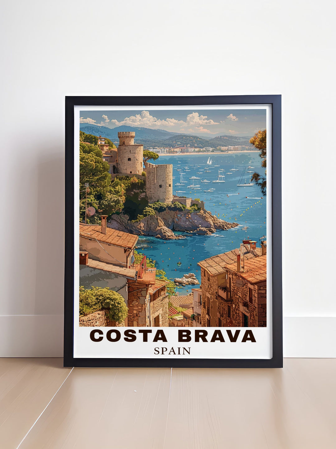 Celebrate the scenic beauty of Costa Brava and Tossa de Mar with this travel poster. The rich colors and detailed design make it an excellent choice for Spain themed décor or personalized gifts.